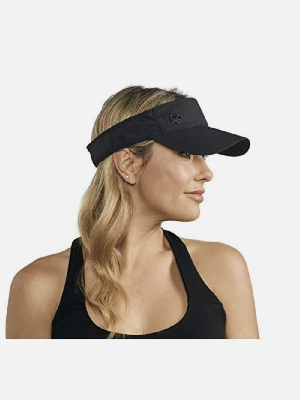 Gaiam Visor Hat Womens Black One Size Adjustable Curved Brim Embroidered Logo